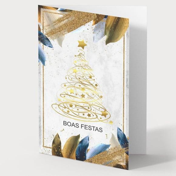 Cartão de Natal Person. Cor + Dourado Hotstamp 30-035