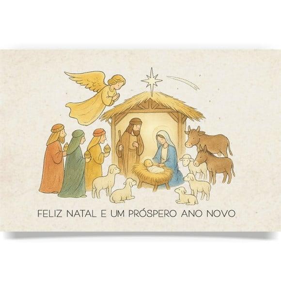 Cartão de Natal Person. com Dobra, Reciclado + Cor 40-018