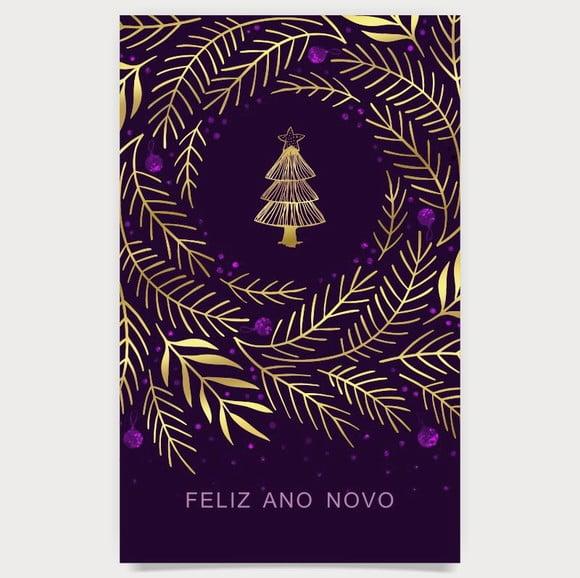 Cartão de Natal Person. Cor com Dourado Hotstamp 30-032