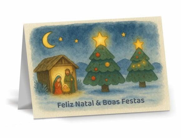 Cartão de Natal Personalizado com Dobra
