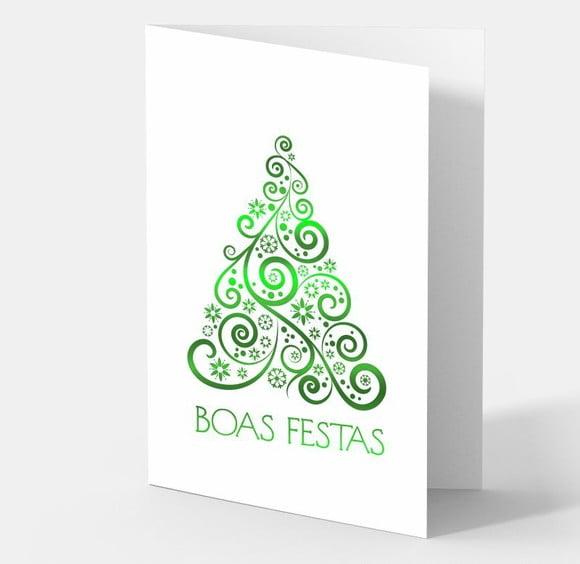Cartão de natal personalizado com dobra, hotstamp verde