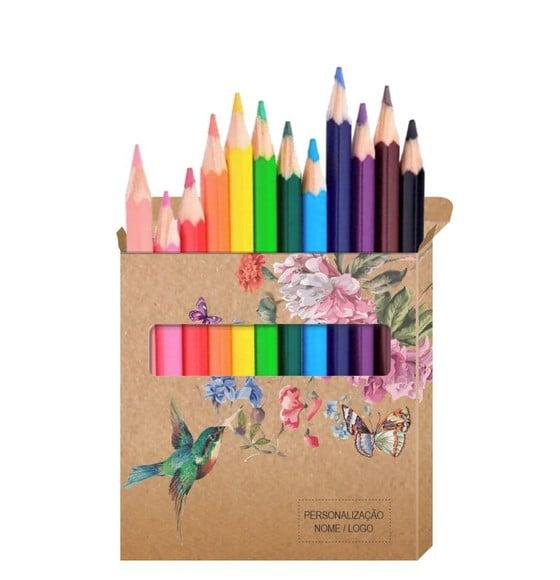 Cartão de Pintar + Lápis de Cor, Personalizados. Beija-flor.