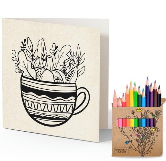 Cartão de Pintar + Lápis de Cor, Personalizados. Brotinhos.