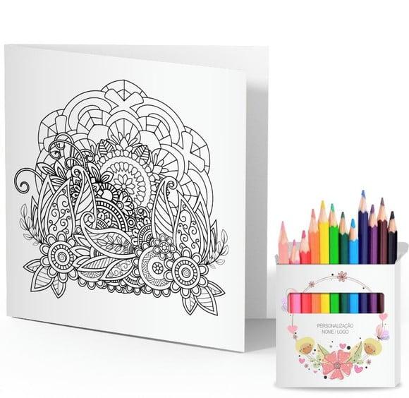 Cartão de Pintar + Lápis de Cor, Personalizados. Guirlanda.