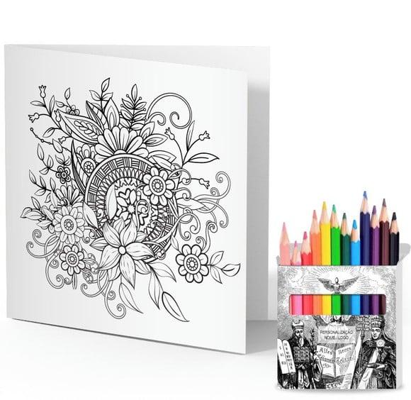 Cartão de Pintar + Lápis de Cor, Personalizados. Trindade.
