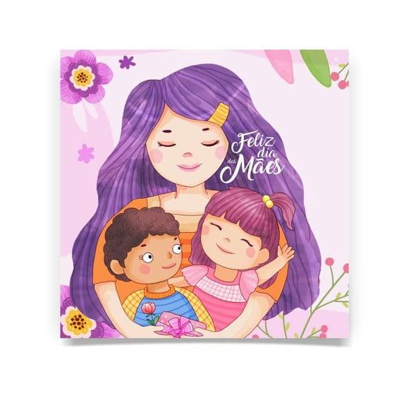 Cartão Dia das Mães, com Dobra, Quadrado. M6