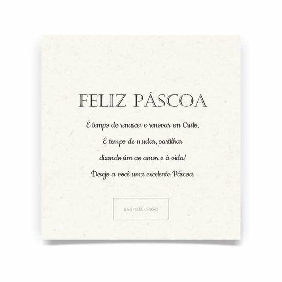 Cartão Feliz Páscoa, com dobra, quadrado.