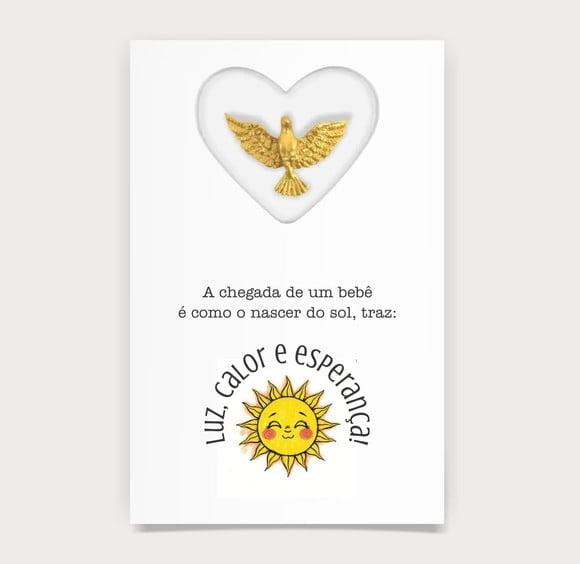 Cartão Maternidade Person c/ Aplique Divino Espírito Dourado