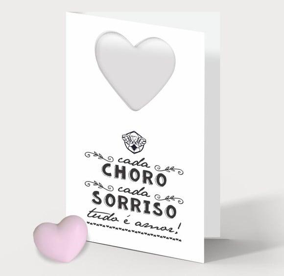 Cartão Maternidade Person. c/ Aplique Mini Coração Rosa