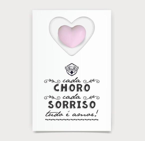 Cartão Maternidade Person. c/ Aplique Mini Coração Rosa