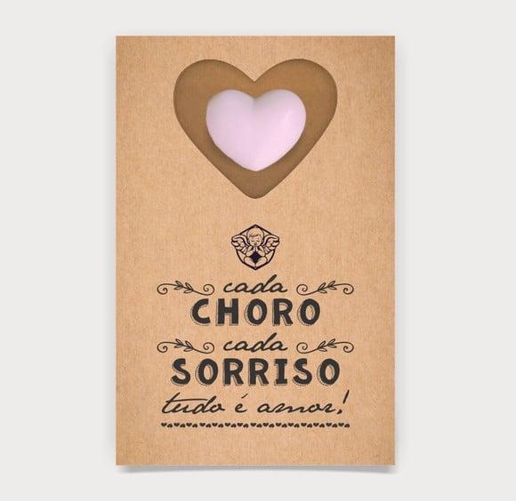 Cartão Maternidade Person. c/ Aplique Mini Coração Rosa
