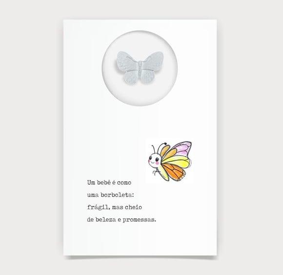 Cartão Maternidade Personalizado c/ Aplique Borboleta.