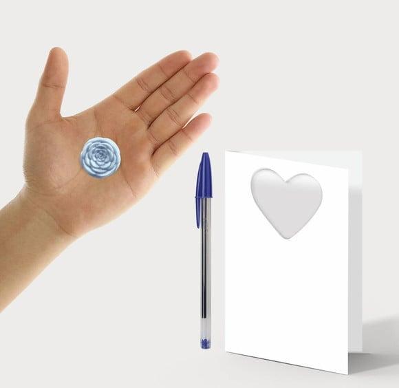 Cartão Maternidade Personalizado c/ Aplique Mini Flor Azul.