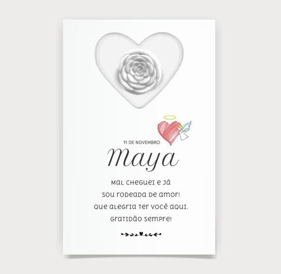 Cartão Maternidade Personalizado c/ Aplique Mini Flor Branca