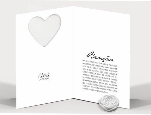 Cartão Maternidade Personalizado c/ Aplique Mini Flor Branca