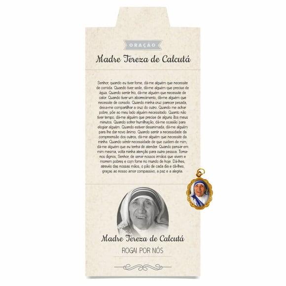 Cartão Person. + Medalhinha de Madre Tereza de Calcultá