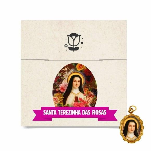 Cartão Person. + Medalhinha de Santa Terezinha das Rosas