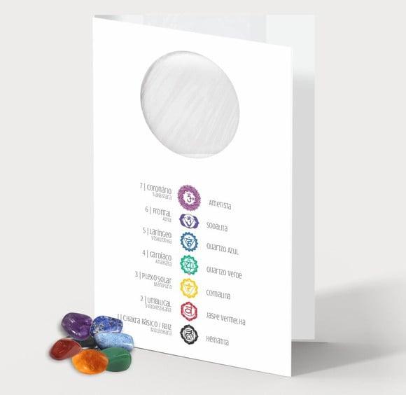 Cartão Personalizado + 7 Cristais dos Chakras. Pct C/12kits