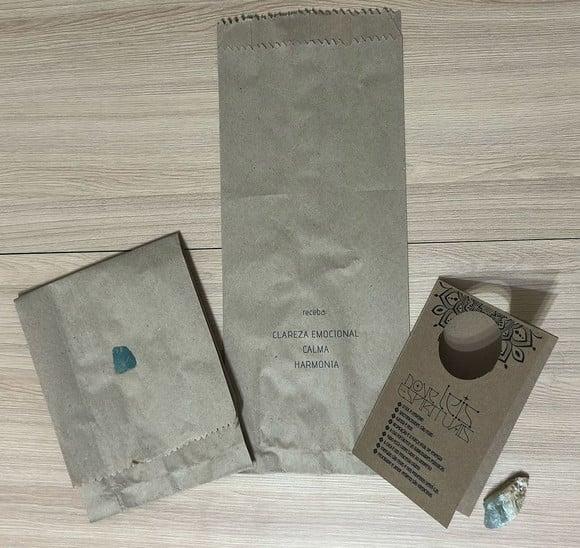 Cartão Personalizado + Cristal Água Marinha. Pct c/ 12 Kits.