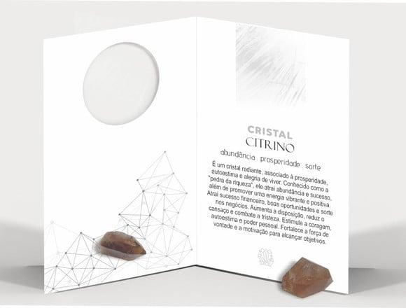 Cartão Personalizado + Cristal Citrino. Pct c/ 12 Kits.