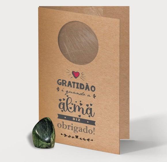 Cartão Personalizado + Cristal Jade. Pct c/ 12 Kits.