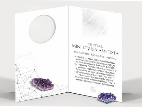 Cartão Personalizado + Cristal Mini Drusa Ametista. Kit C/12