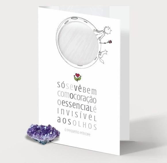 Cartão Personalizado + Cristal Mini Drusa Ametista. Kit C/12