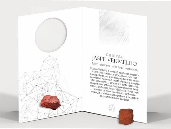 Cartão Personalizado + Cristal Jaspe Vermelho. Pct C/12 Kits