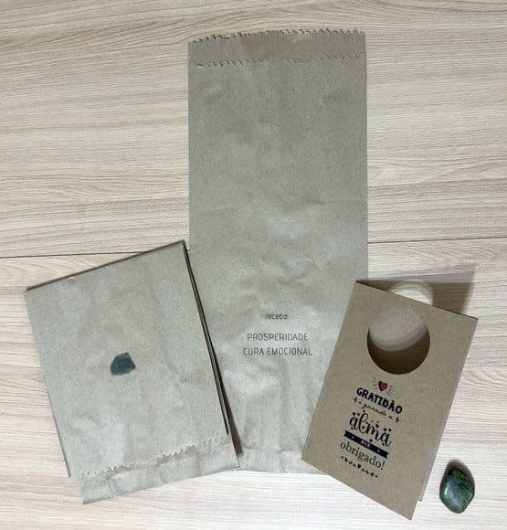 Cartão Personalizado + Cristal Jade. Pct c/ 12 Kits.