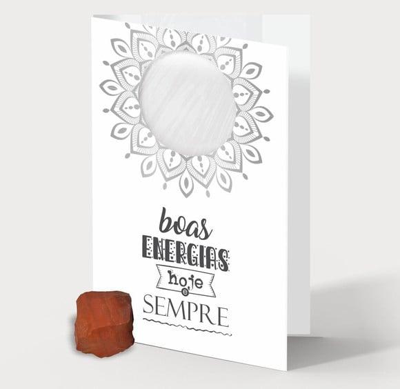 Cartão Personalizado + Cristal Jaspe Vermelho. Pct C/12 Kits