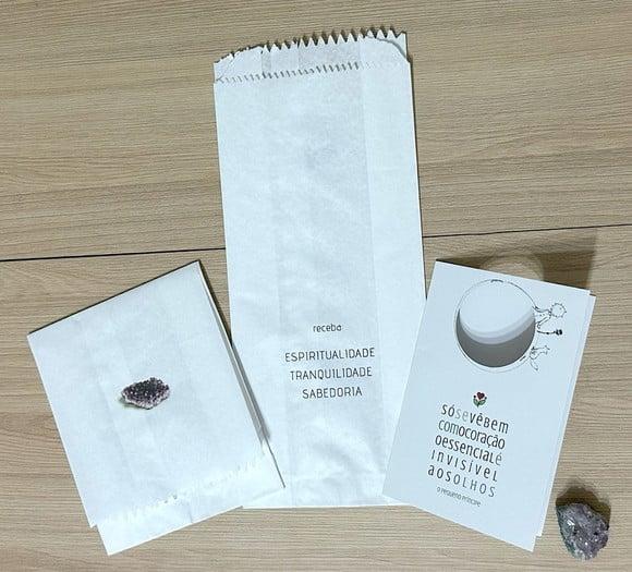 Cartão Personalizado + Cristal Mini Drusa Ametista. Kit C/12
