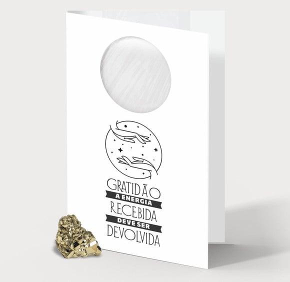 Cartão Personalizado + Cristal Pirita. Pct c/ 12 Kits.