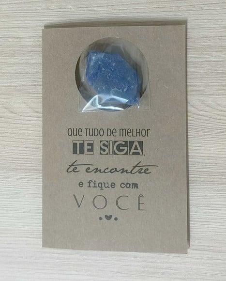 Cartão Personalizado + Cristal Quartzo Azul. Pct c/ 12 Kits.