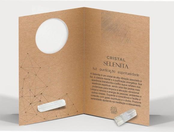Cartão Personalizado + Cristal Selenita. Pct c/ 12 Kits.
