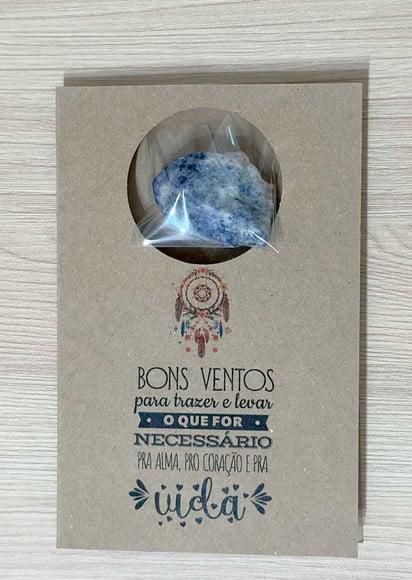 Cartão Personalizado + Cristal Sodalita. Pct c/ 12 Kits.
