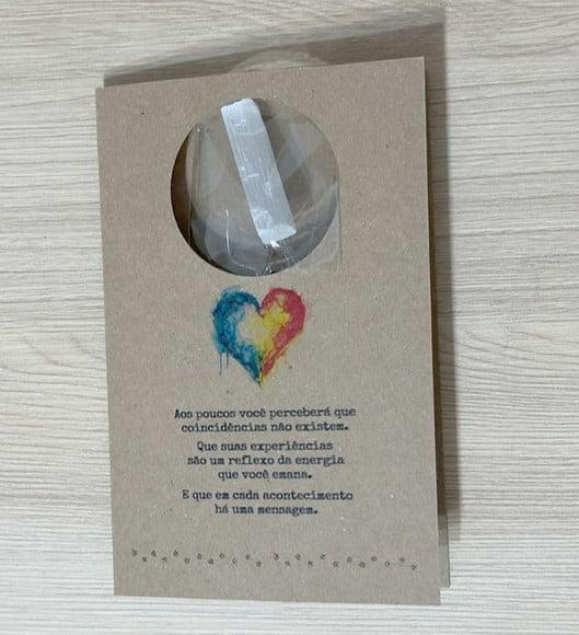 Cartão Personalizado + Cristal Selenita. Pct c/ 12 Kits.