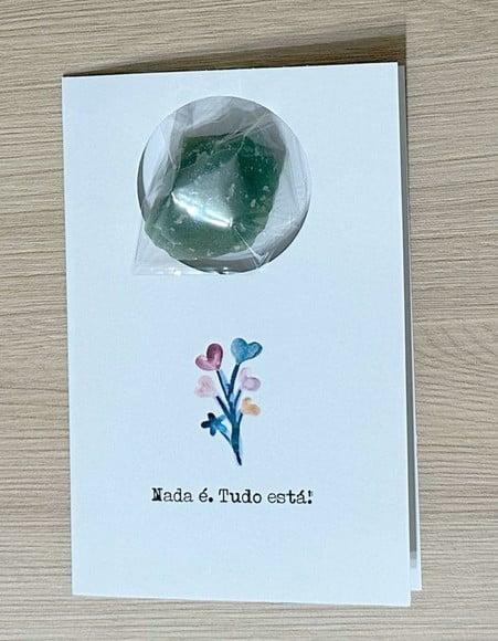 Cartão Personalizado + Cristal Quartzo Verde. Pct c/ 12 Kits