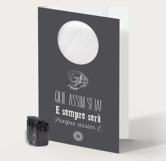 Cartão Personalizado + Cristal Turmalina Negra. Pct C/12kits