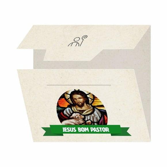 Cartão personalizado + medalhinha de Jesus Bom Pastor