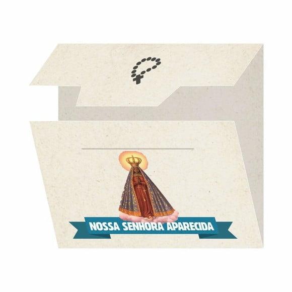 Cartão personalizado + medalhinha de N. Sra. Aparecida