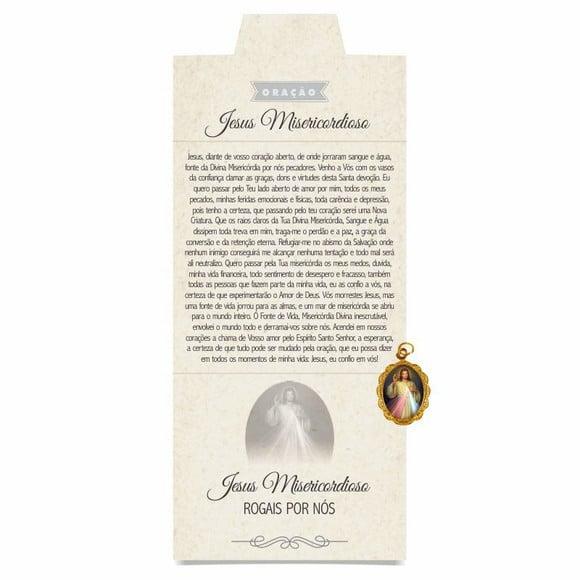 Cartão personalizado + medalhinha de Jesus Misericordioso