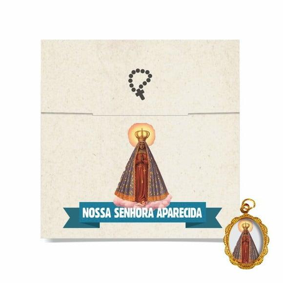 Cartão personalizado + medalhinha de N. Sra. Aparecida
