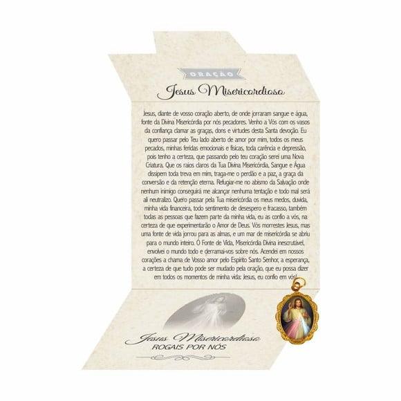 Cartão personalizado + medalhinha de Jesus Misericordioso