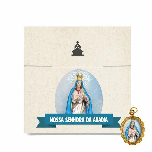 Cartão personalizado + medalhinha de N. Sra. da Abadia