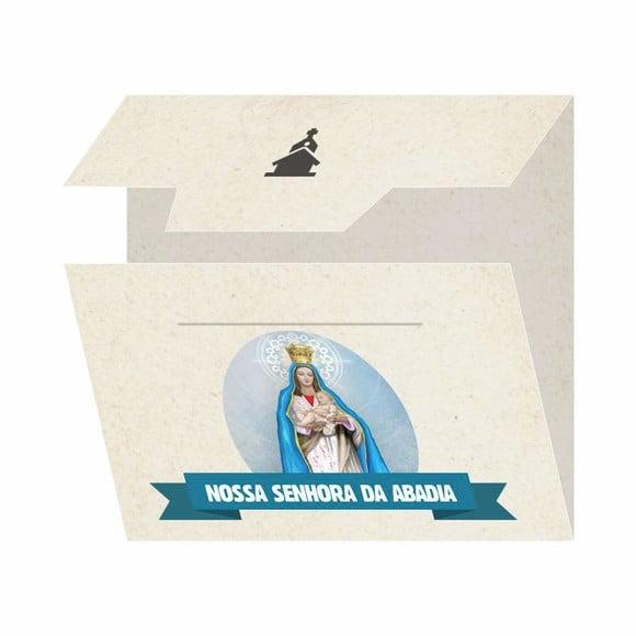 Cartão personalizado + medalhinha de N. Sra. da Abadia