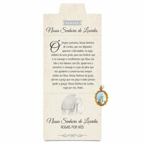 Cartão personalizado + medalhinha de N. Sra. de Lourdes