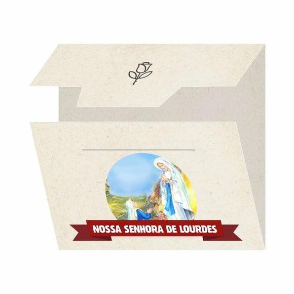 Cartão personalizado + medalhinha de N. Sra. de Lourdes