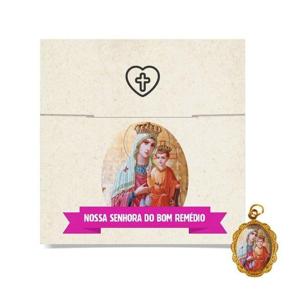 Cartão Personalizado + Medalhinha De N. Sra. Do Bom Remédio