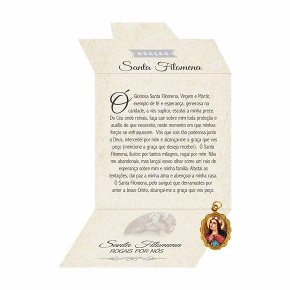 Cartão personalizado + medalhinha de Santa Filomena