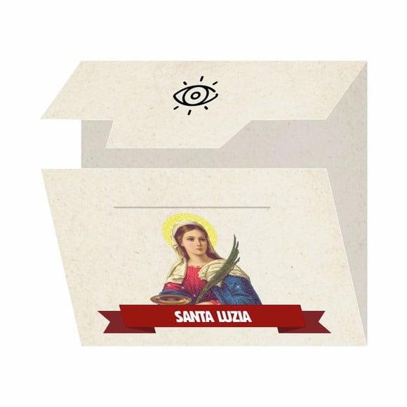 Cartão personalizado + medalhinha de Santa Luzia